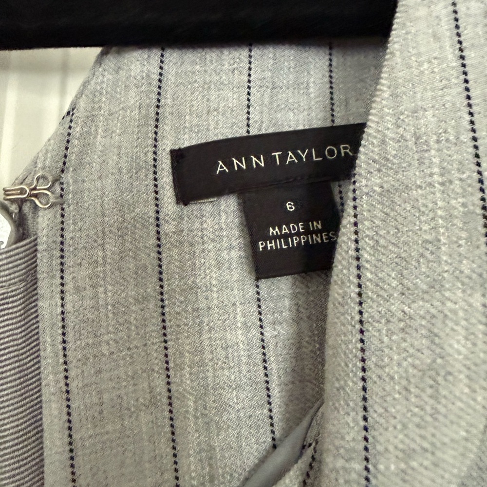 Ann Taylor Light Gray Pinstripe Midi Dress - Picture 3 of 5